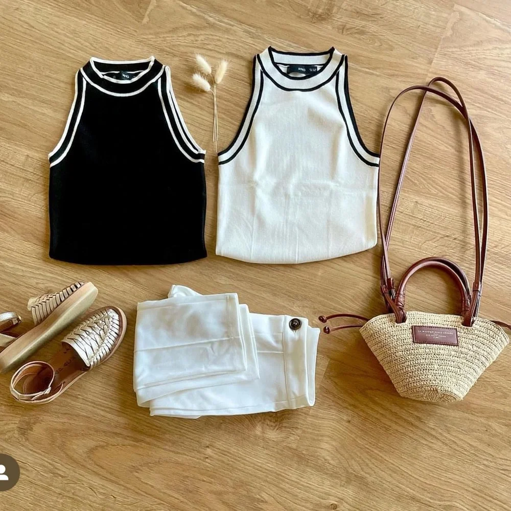 GORGEOUS MANGO NWT Knitted Top w Contrast Details - Picture 15 of 16